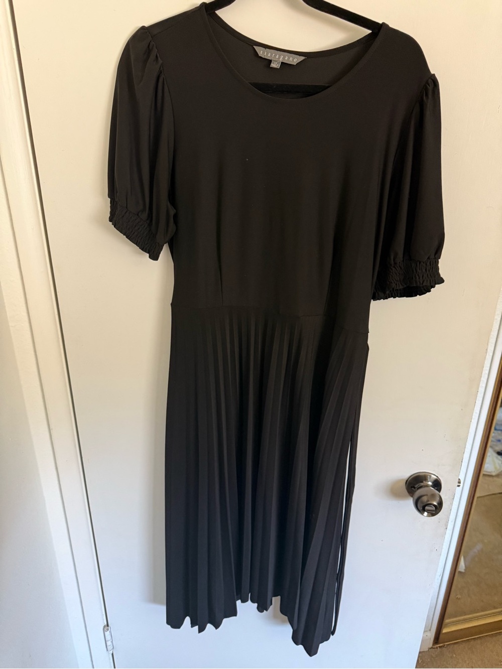 Black Pleated Midi Dress